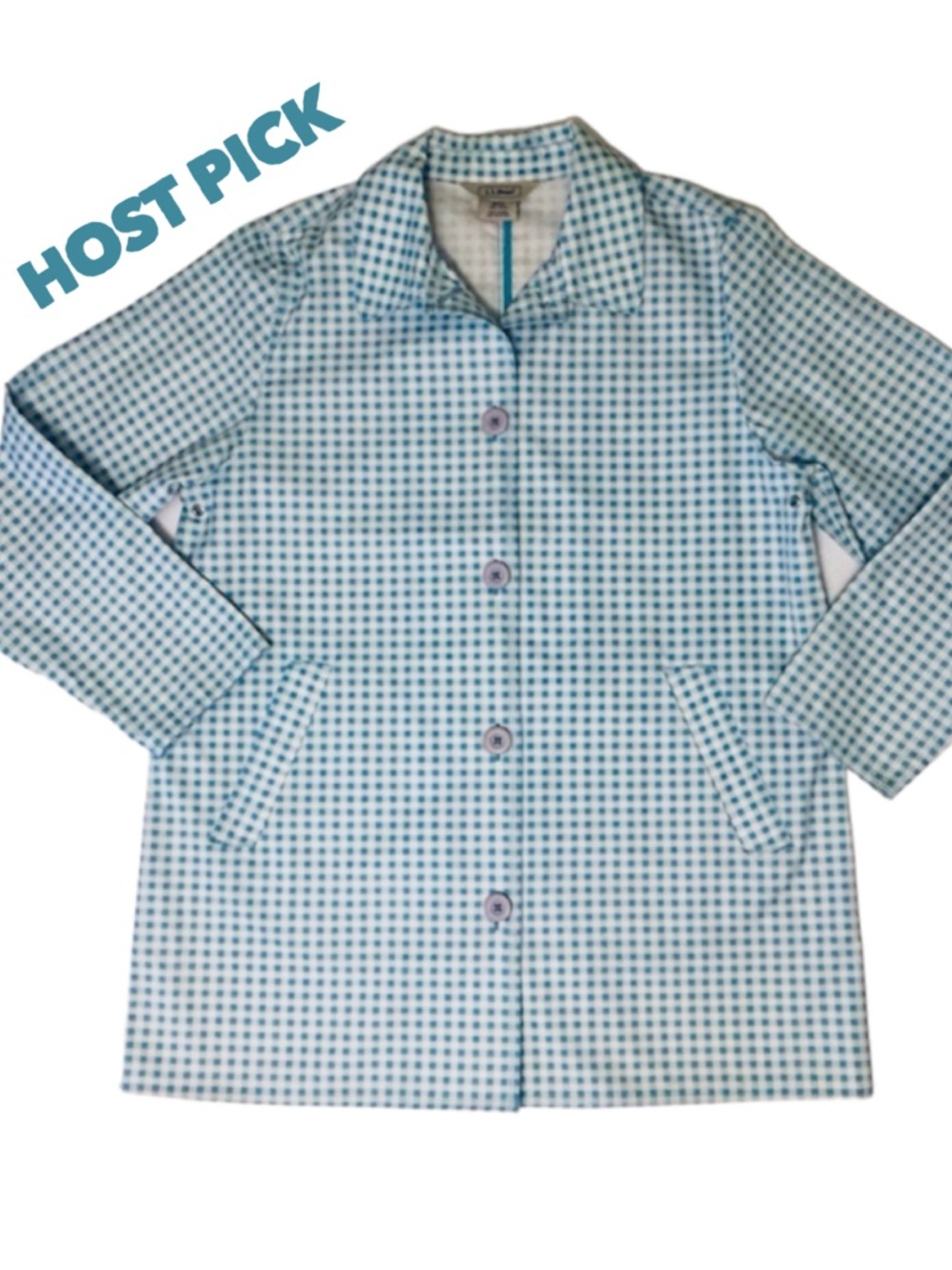 🎉L.L. BEAN gingham cotton pea coat